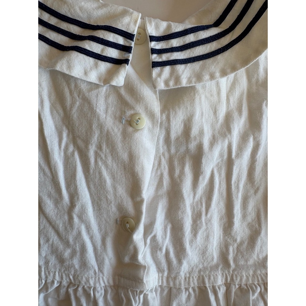 Vintage Bonnie Jean Girls‎ Sailor Dress White Cotton Nautical Anchor 6X USA - Picture 9 of 10